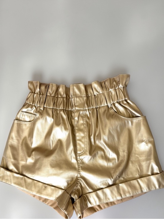 Fantastic Fawn Pants - Fantastic Fawn Metallic Gold Faux Leather Shorts